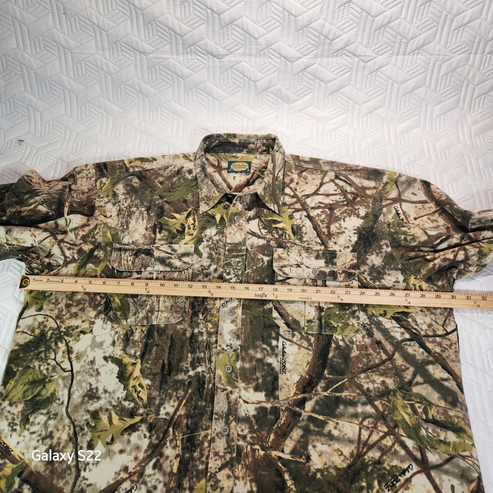 Cabelas ZONZ camo Shirt Men's Woodlands Camo Long Sleeve Button Hunt Game 3XL - Picture 10 of 16